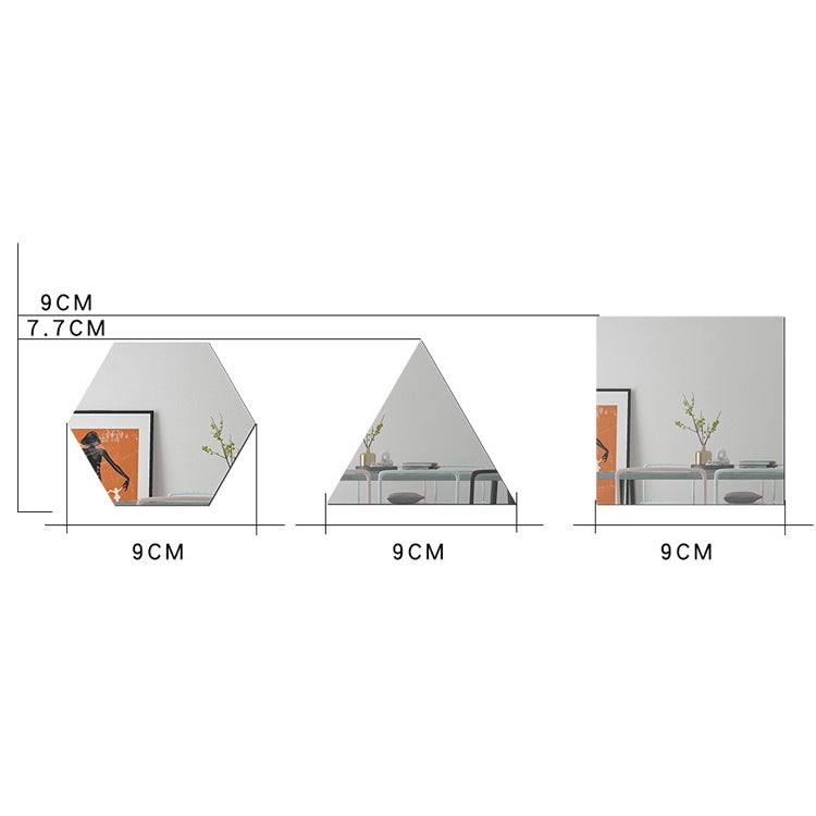 Ym300 16 PCS / Set Hjem Personlig Veggklistremerker DIY Akryl Vegg Dekorativ Speil (Sekskantet Svart)