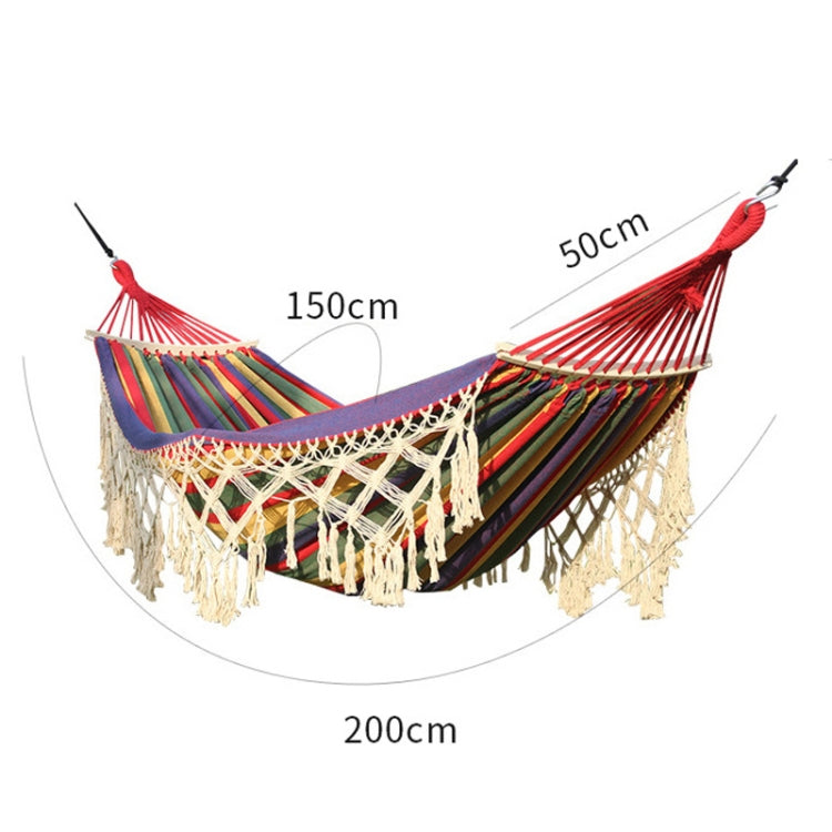 Norvo | 200x150cm Dobbel Utendørs Camping Pompong Lærred Hengekøye med Stang (Rosa Striper)