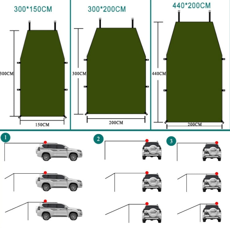 Norvo | Utendørs-Piknik-Camping Telt Ved Siden Av Bilen Vanntett Kalesje 300x150cm (Mørk Grå)