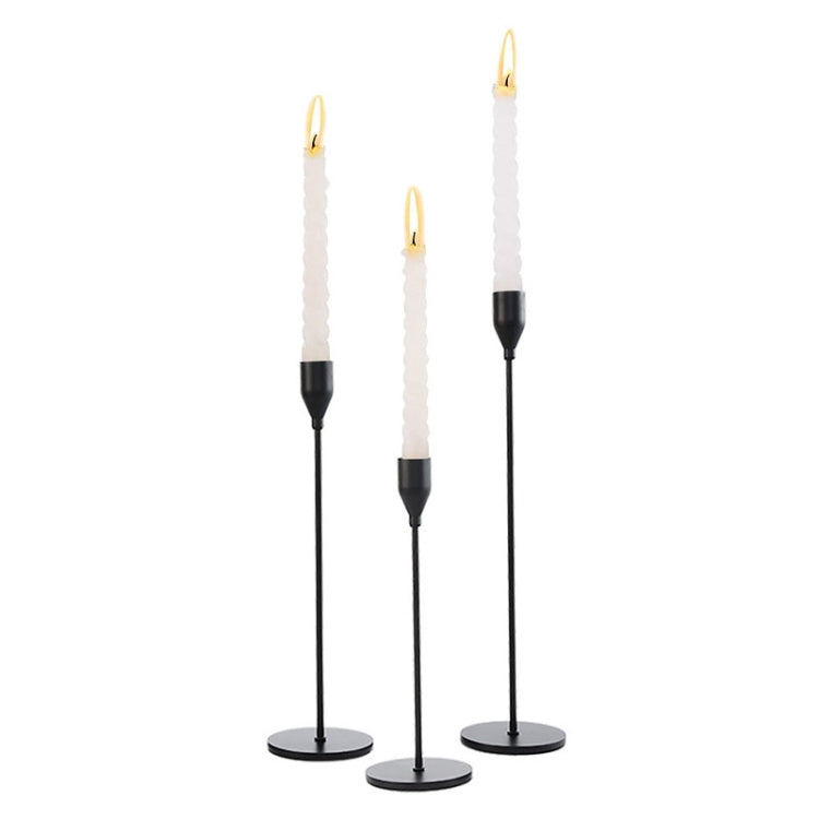3 PCS / Sett Hjemdekorasjon Bryllup Smykker Stål Lysestake, Stil: Tyk Bunn (Sølv)