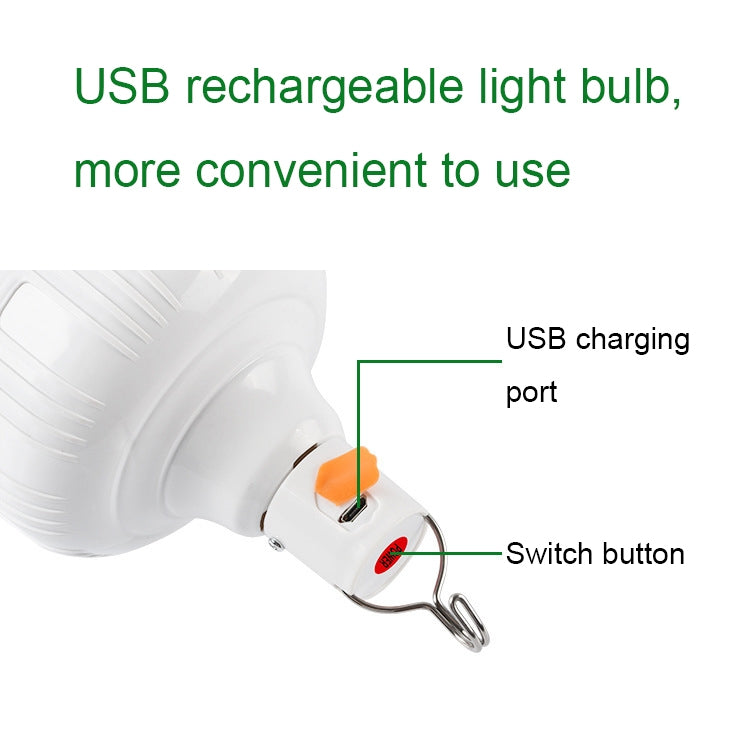 AB26 USB Lading LED Lyspære Nattmarked Stande Lys Utendørs Camping Hengende Lampe, Effekt: 300W (Oransje)