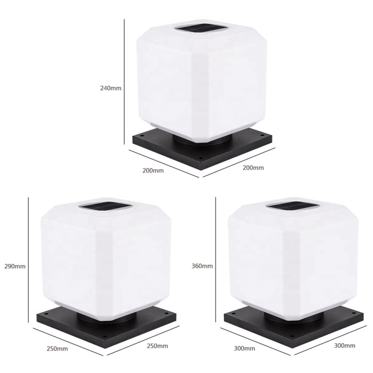 Norvo | 003 Solar Square Utendørs Post Lys LED Vanntette Vegglamper, Størrelse: 20 cm (Tricolor Lys)