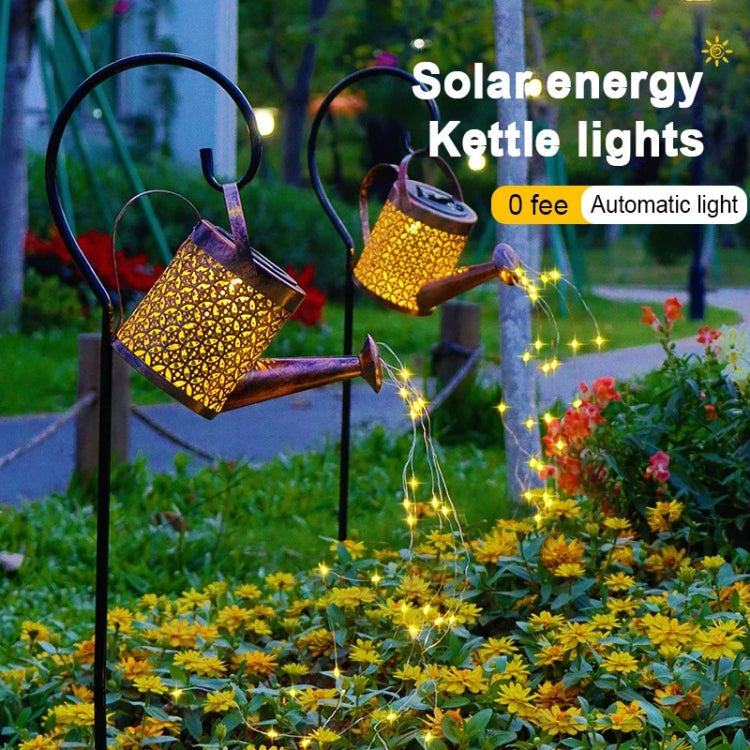 Jern Hollow Prosjektor Lys Solar Utendørs Vanntett Hage Kettle Lys Gress Landskap Bakke Plugg Dekorativt Lys, Stil: Stor+Stativ