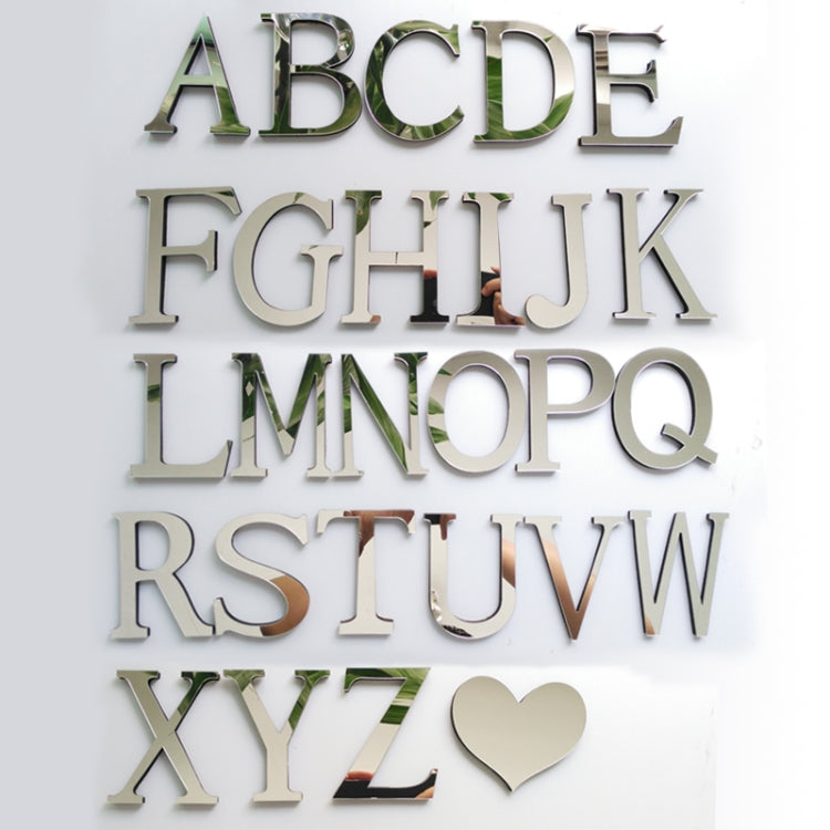 2 PCS Hjemmedekorasjon Kreativ Personlighet Engelsk Bokstaver Akryl Speil 3D DIY Veggklistremerker(A)