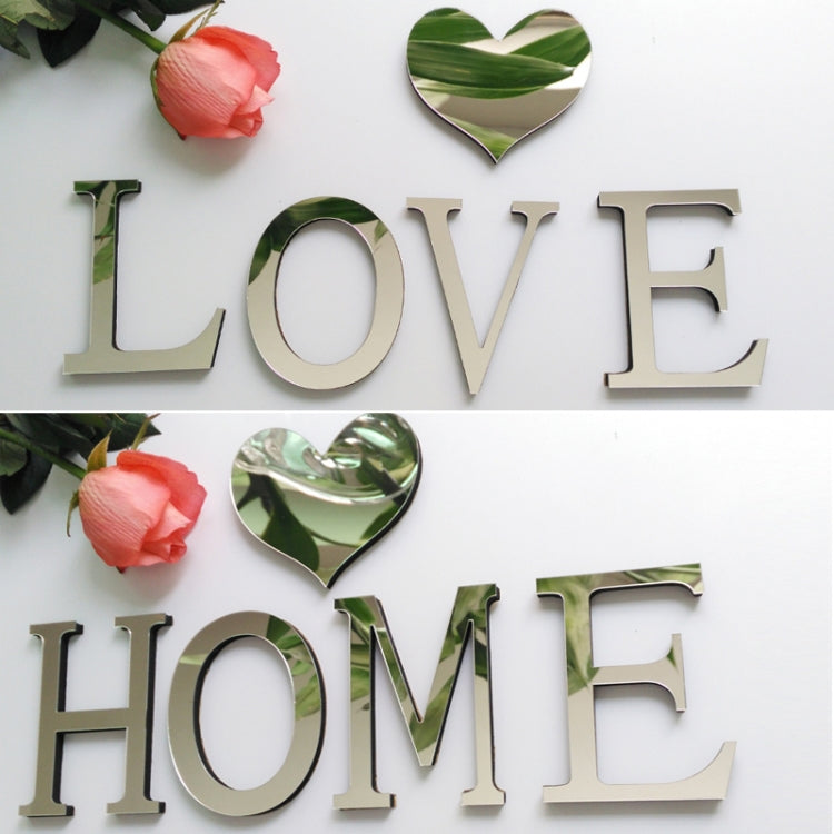 2 PCS Hjemmedekorasjon Kreativ Personlighet Engelsk Bokstaver Akryl Speil 3D DIY Veggklistremerker(A)
