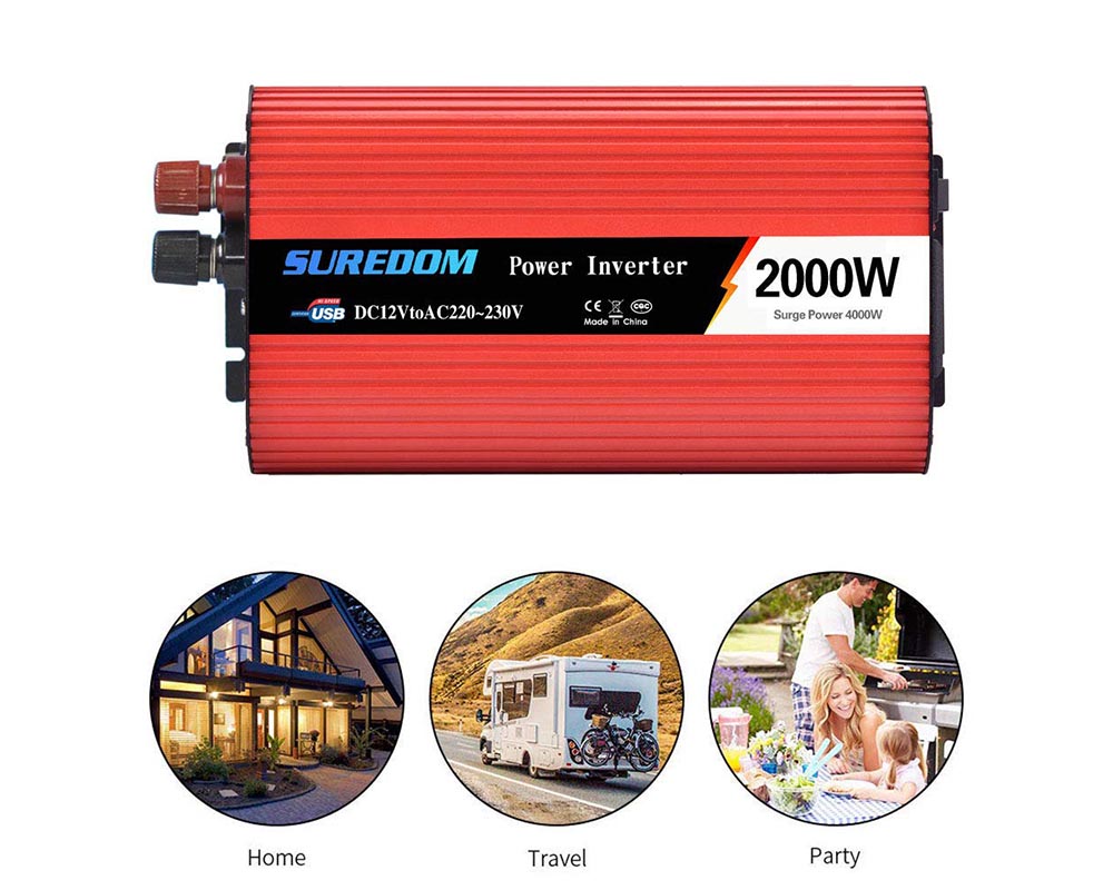 Norvo | Effektomformer DC 12V til 230V AC-konverter med universelle stikkontakter AC-utganger