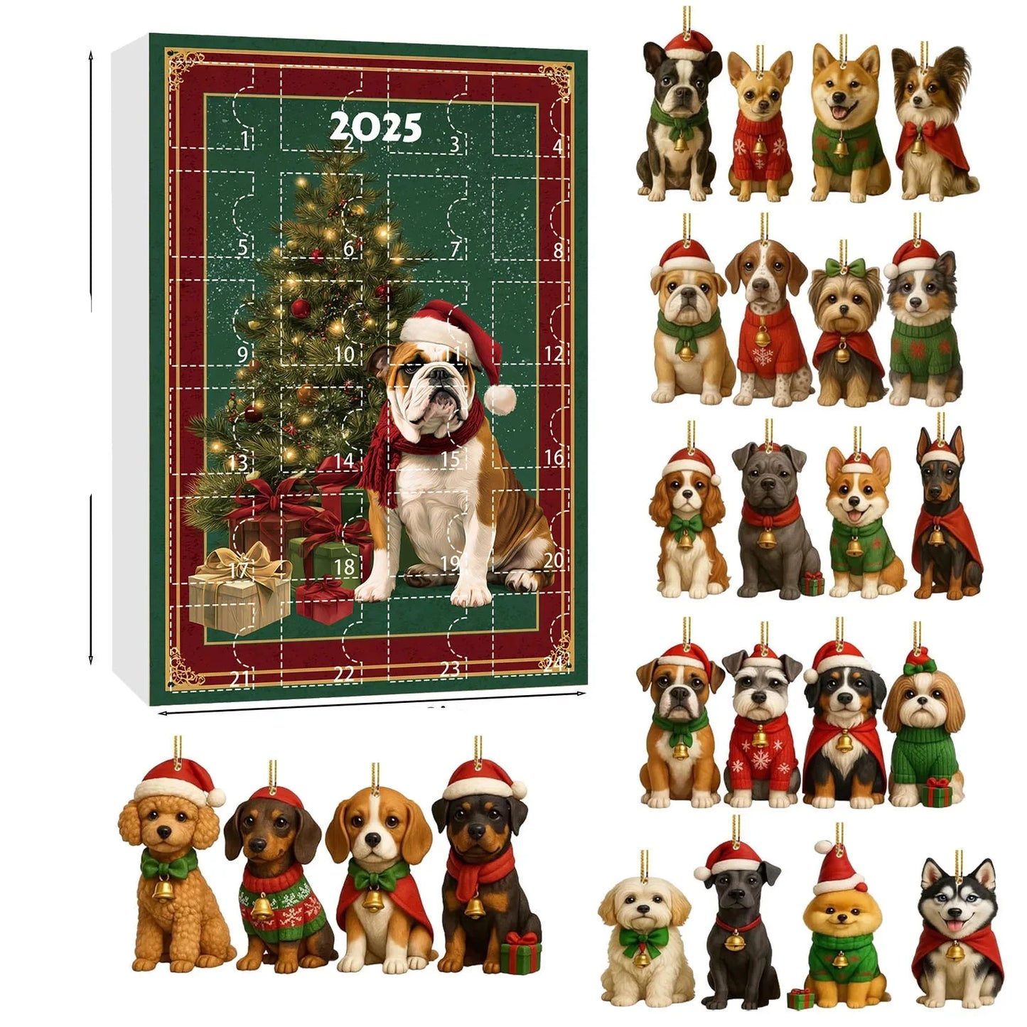 Norvo | Dachsund Adventskalender med 24 Figurer for Hundelskere – Festlig Jule-Nedtelling Dekorasjon i Flerfarge