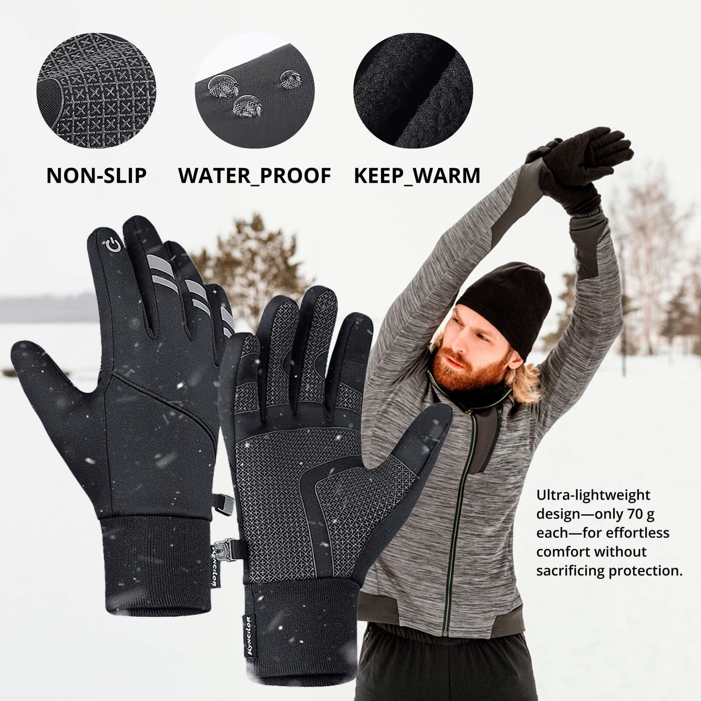 Norvo | Thermiske Vinter Sykkelhansker UK | Vanntett, Vindavstøtende & Touchscreen Varme Løpehansker for Menn & Kvinner