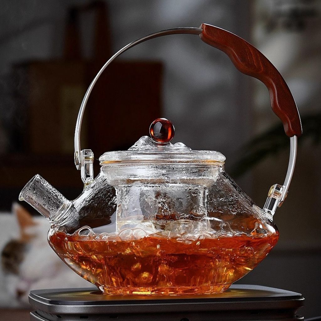 Norvo | Thesora – Premium Glass Brew Teapot with Removable Infuser & Wooden Handle (750ml)