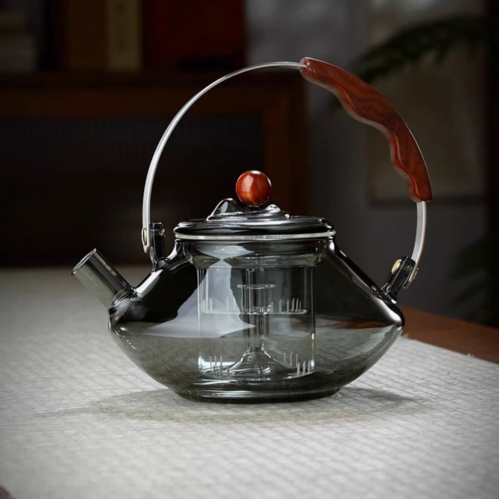 Norvo | Thesora – Premium Glass Brew Teapot with Removable Infuser & Wooden Handle (750ml)
