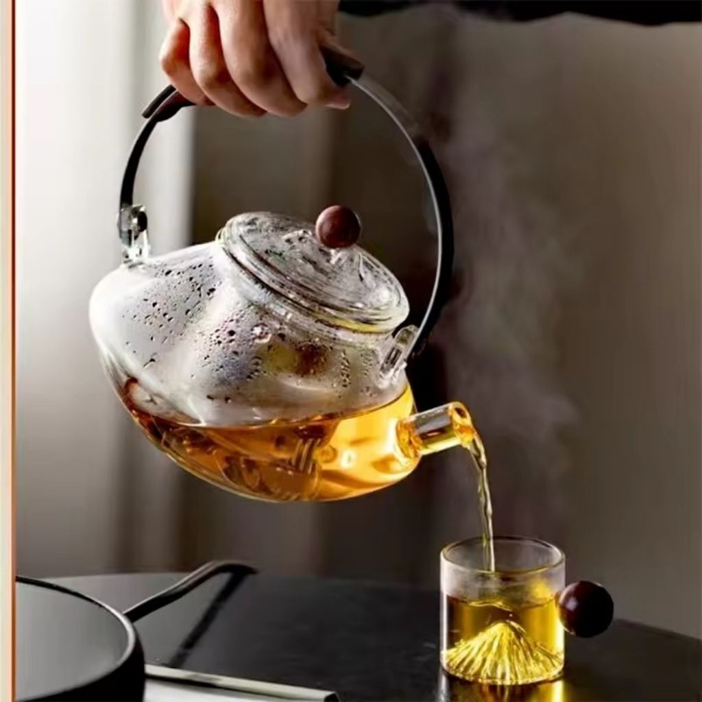 Norvo | Thesora – Premium Glass Brew Teapot with Removable Infuser & Wooden Handle (750ml)
