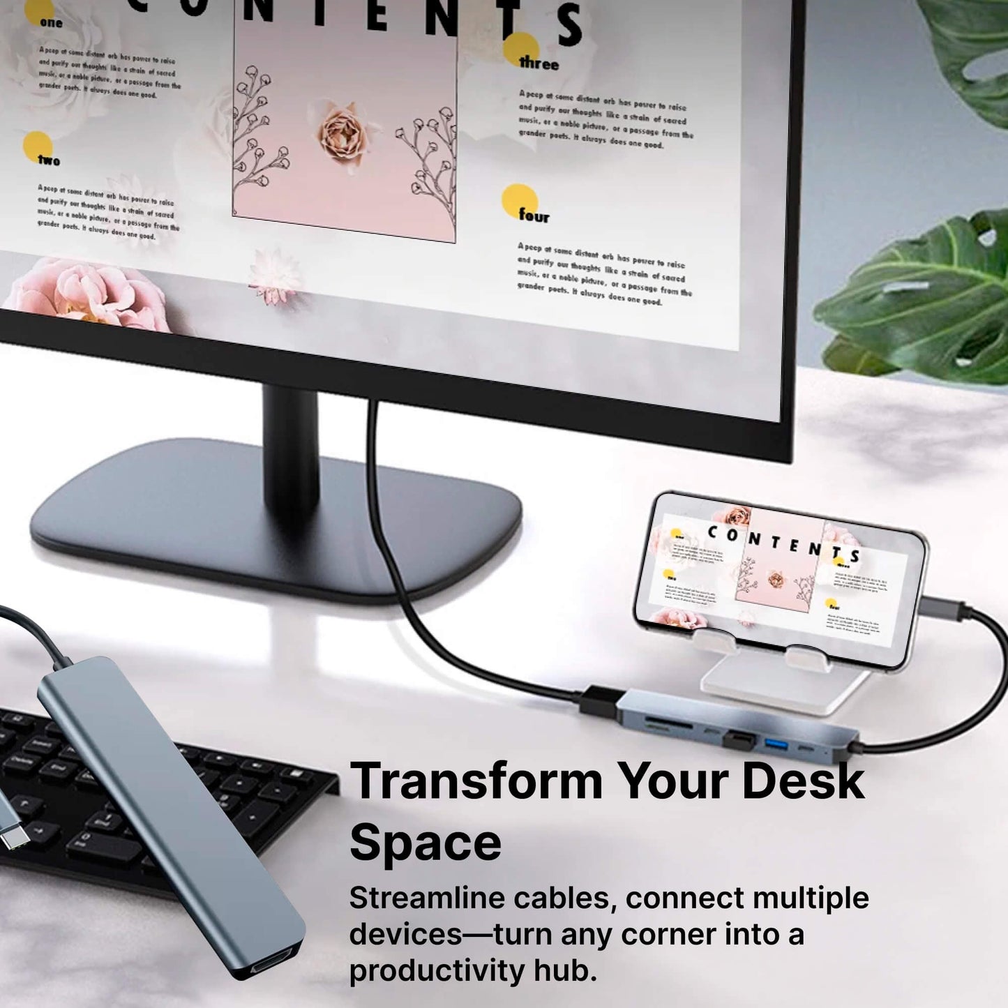 Norvo | USB-C Til USB Adapter Hub & Multiport Adapter - MacBook Pro & Air Kompatibel - HDMI, USB, SD Kortleser & Mer