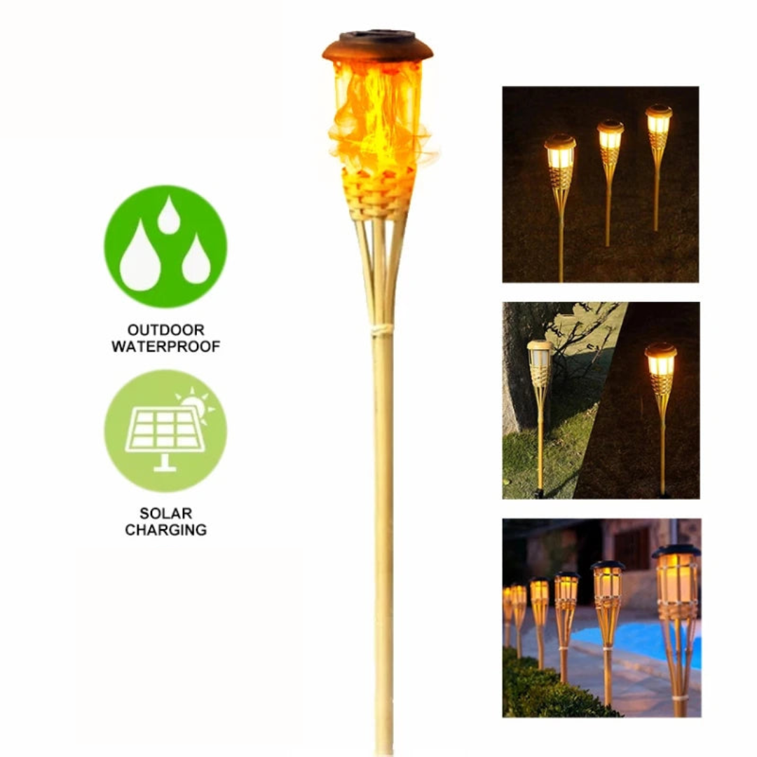 Norvo | Sollykt 5-delt sett | Flammeeffekt LED hagebelysning | Solcelledrevet | Dekorativt lys for utendørs