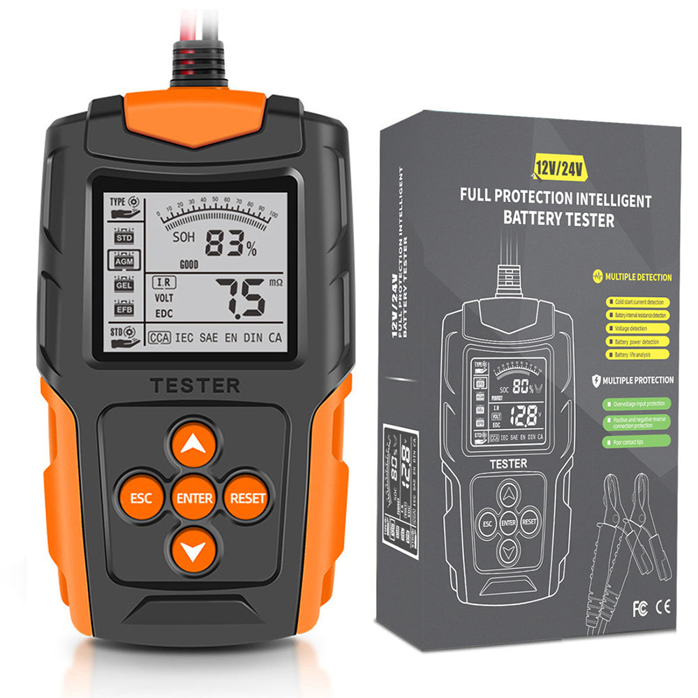 Norvo | 24V Bilbatteri tester LCD Batterianalysator Testverktøy For Bil Lastebil