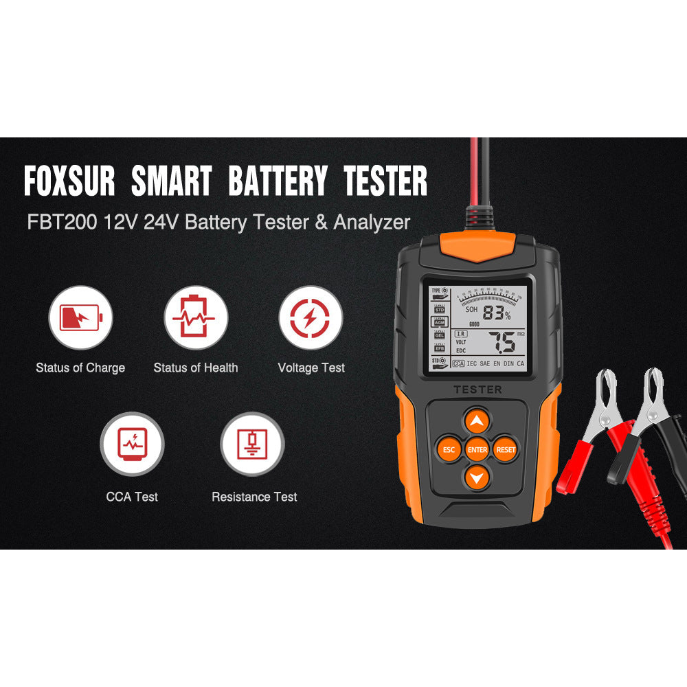 Norvo | 24V Bilbatteri tester LCD Batterianalysator Testverktøy For Bil Lastebil