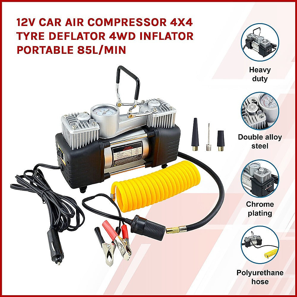 Norvo | Bil Luftkompressor 4x4 Dekkdeflator 4wd Inflator Bærbar 85L/min
