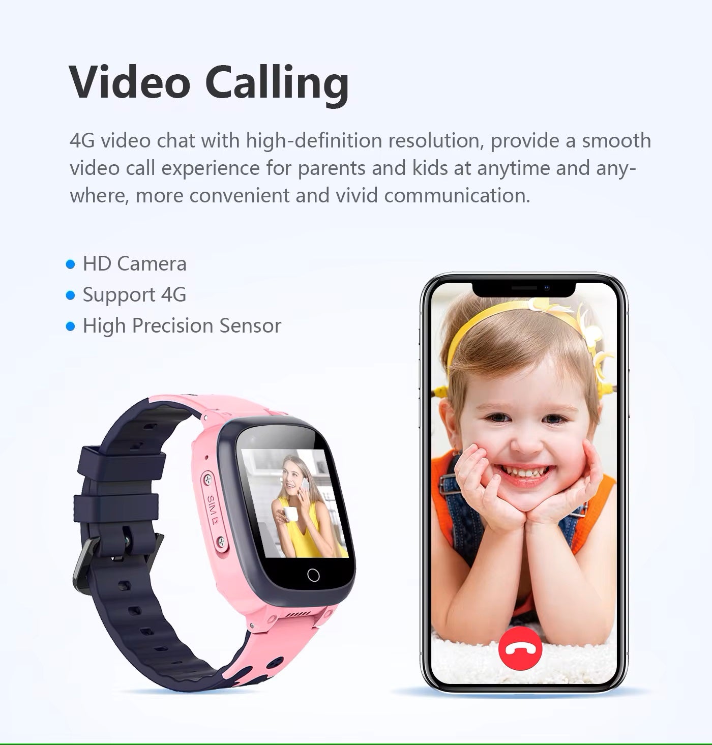 Barn 4G & WiFi GPS Plassering Tracker SOS Smartklokke med Videoanrop for Jenter & Gutter