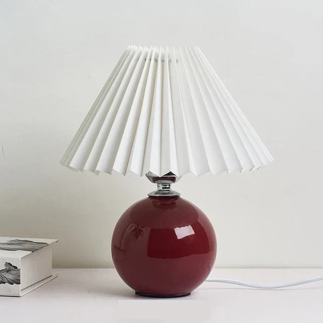 Elegant Bordlampe i Vintage Stil - Antikk Design med Foldsavt Lampeskjerm, Retro Bordlys for Stue og Soverom, Dekorativ og Stilfull