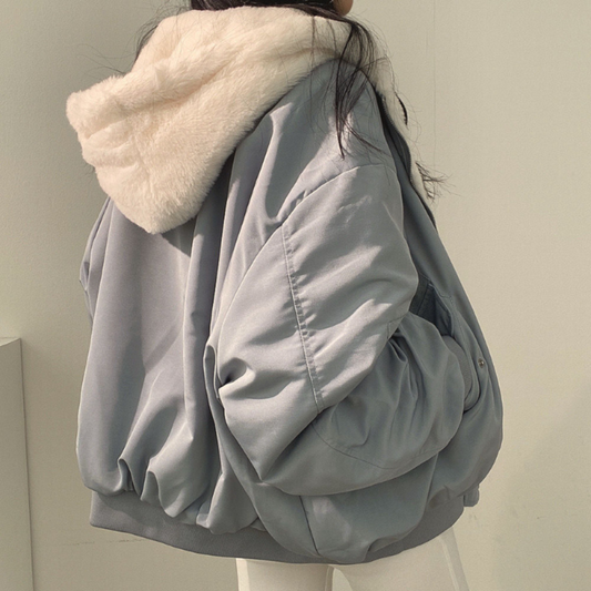 Norvo | Reversibel Fleece Damejakke – Varm Lett Vinterjakke med hette