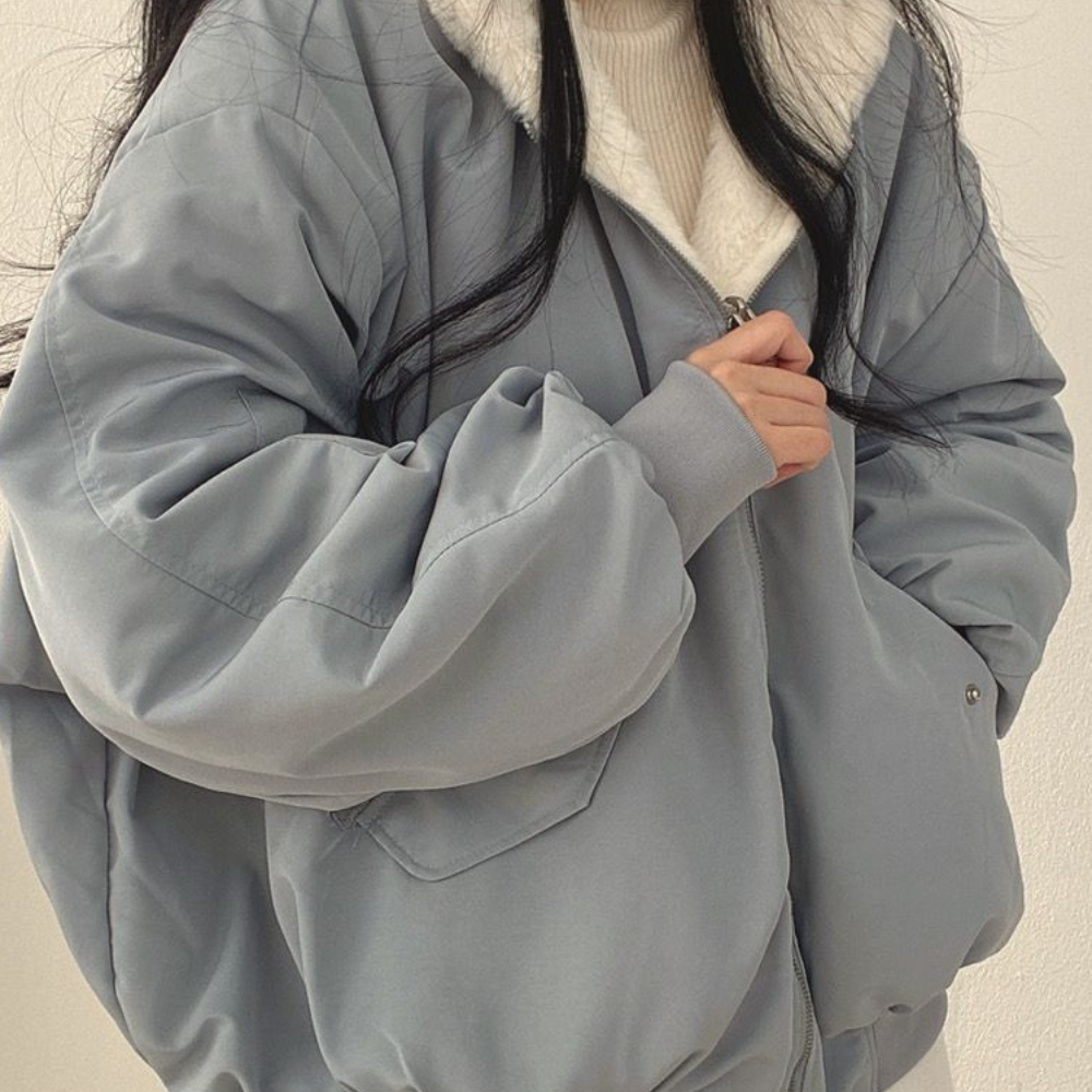 Norvo | Reversibel Fleece Damejakke – Varm Lett Vinterjakke med hette