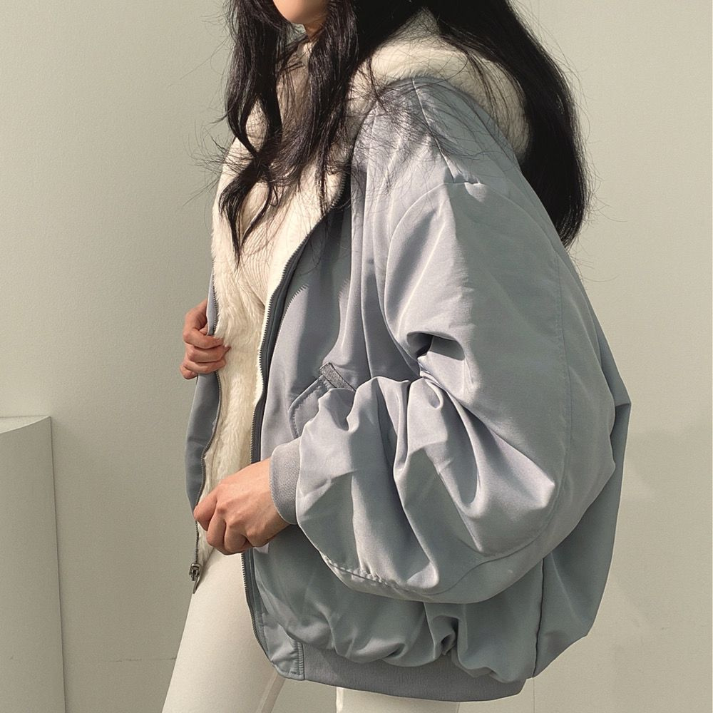 Norvo | Reversibel Fleece Damejakke – Varm Lett Vinterjakke med hette