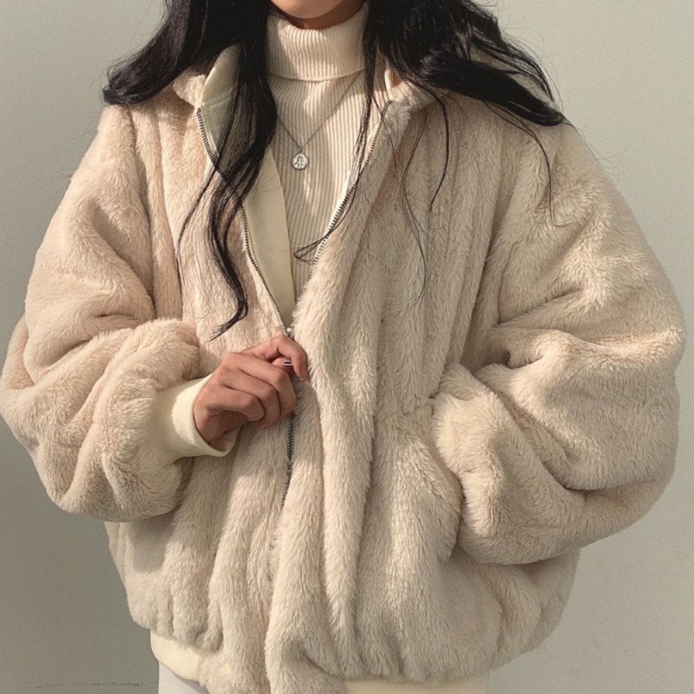 Norvo | Reversibel Fleece Damejakke – Varm Lett Vinterjakke med hette