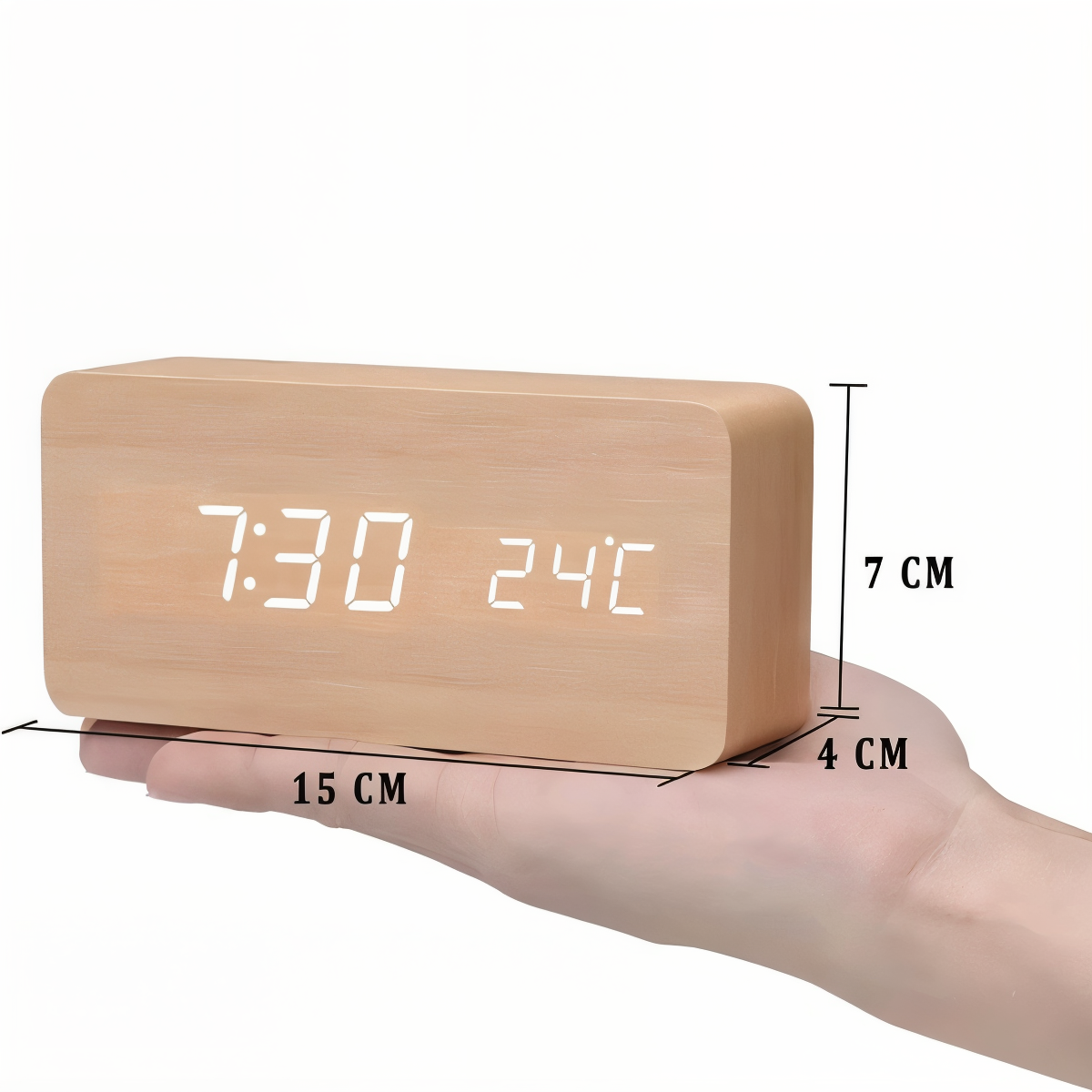Norvo | WakeyCue | Moderne Tre LED Digital Vekkerklokke med Temperatur- og Fuktighetsvisning