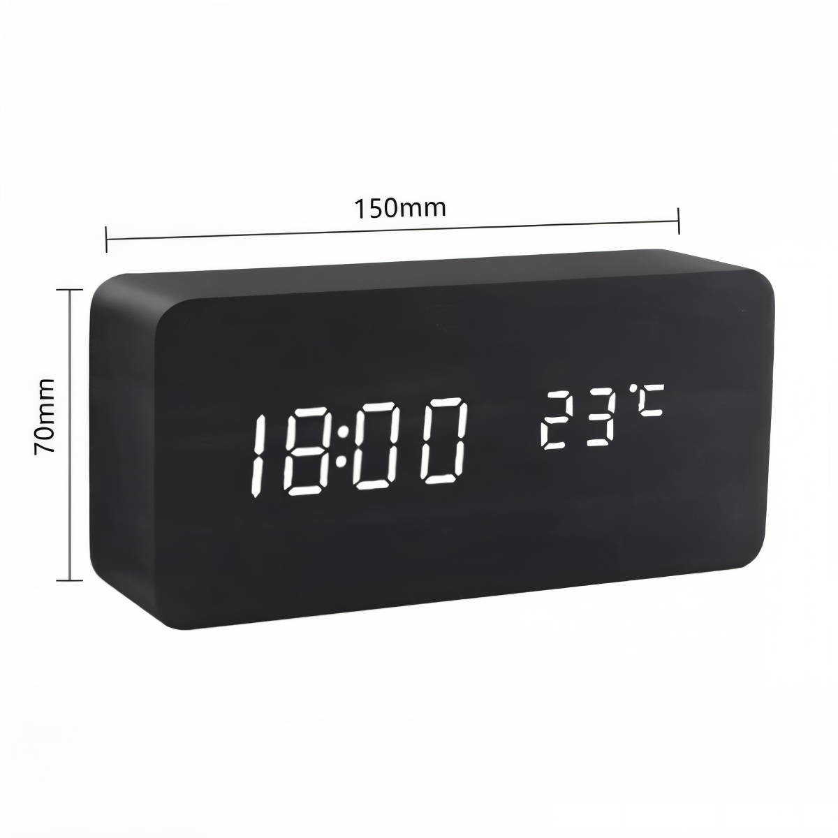 Norvo | WakeyCue | Moderne Tre LED Digital Vekkerklokke med Temperatur- og Fuktighetsvisning