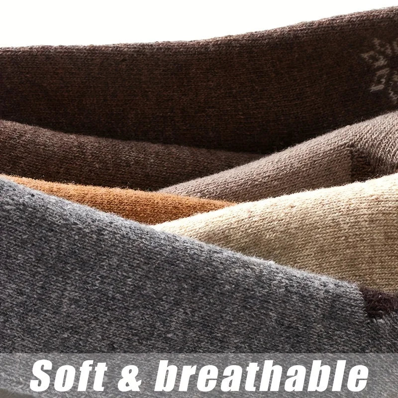 Norvo | Vinterull Sokker for Damer – Varme Strikkede Sokker med Elgtrykk (5 Par)