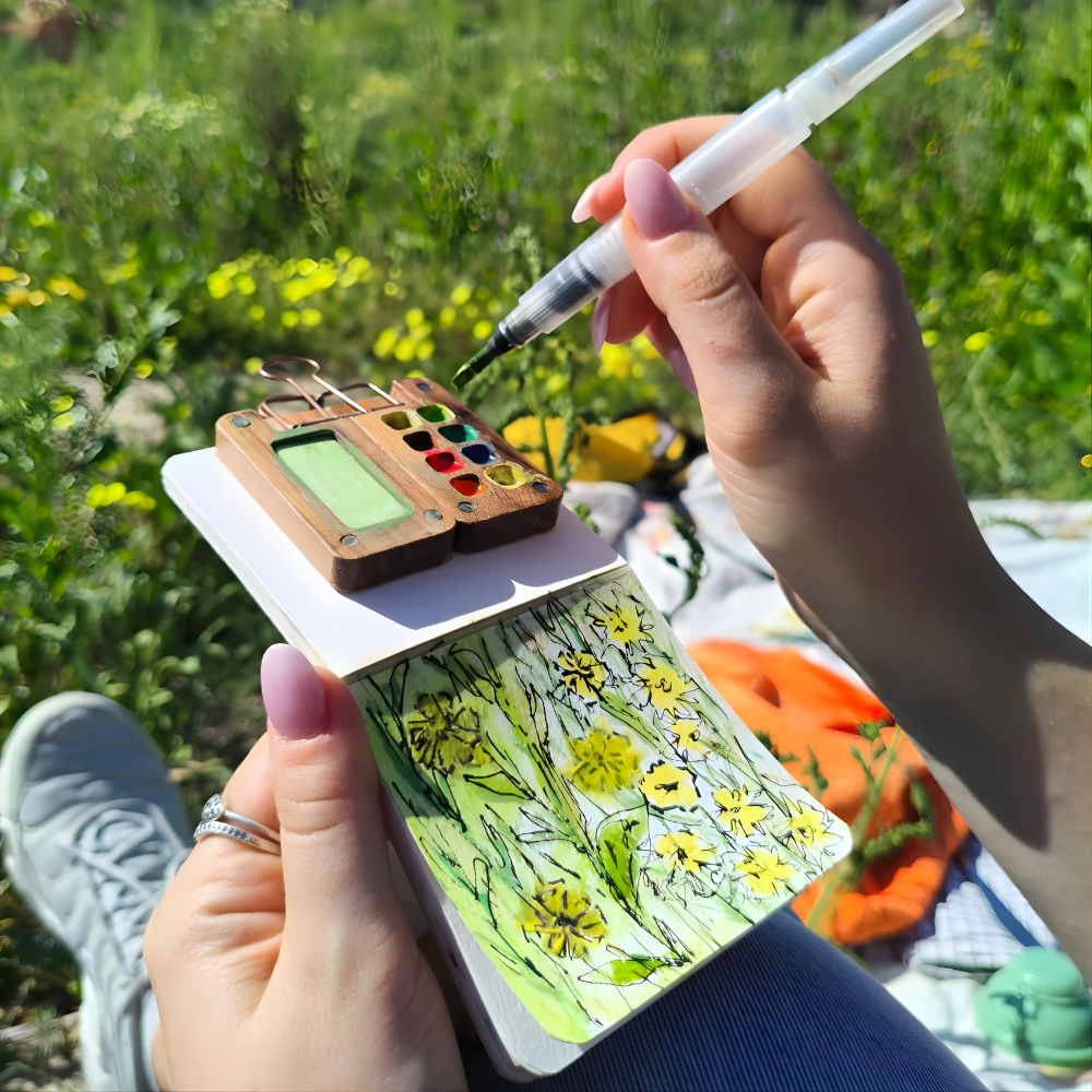 Norvo | Akvarell Reise Sett Bærbart Kunst Kit Kompakt Premium Maling