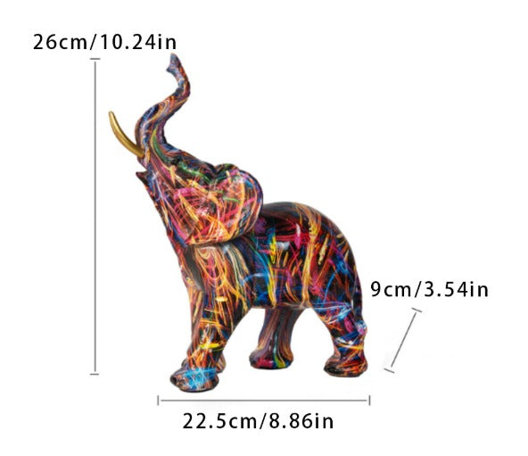Norvo | Abstrakt Elefant Statue – Fargerik Afrikansk Design med Hevet Snabel for Lykke