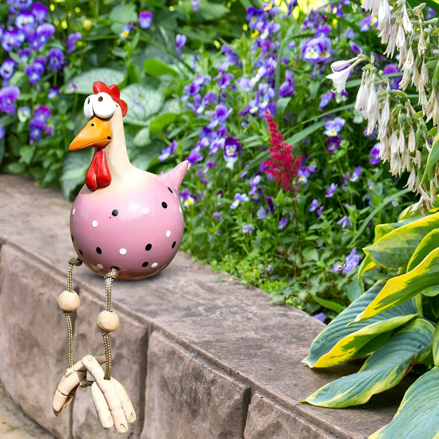 Norvo | Whimsy Big-Eyed Rooster Hage Statue – Værbestandig Harvester Ornament