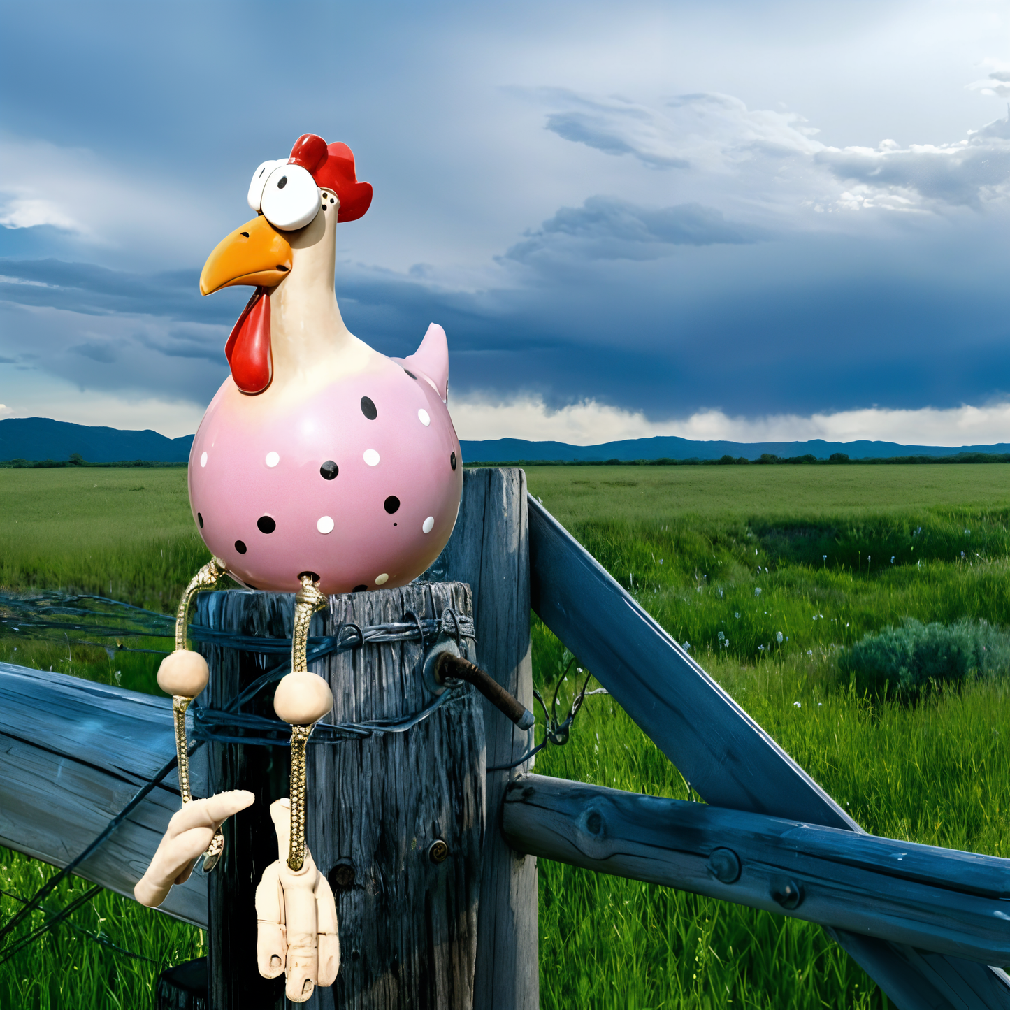 Norvo | Whimsy Big-Eyed Rooster Hage Statue – Værbestandig Harvester Ornament