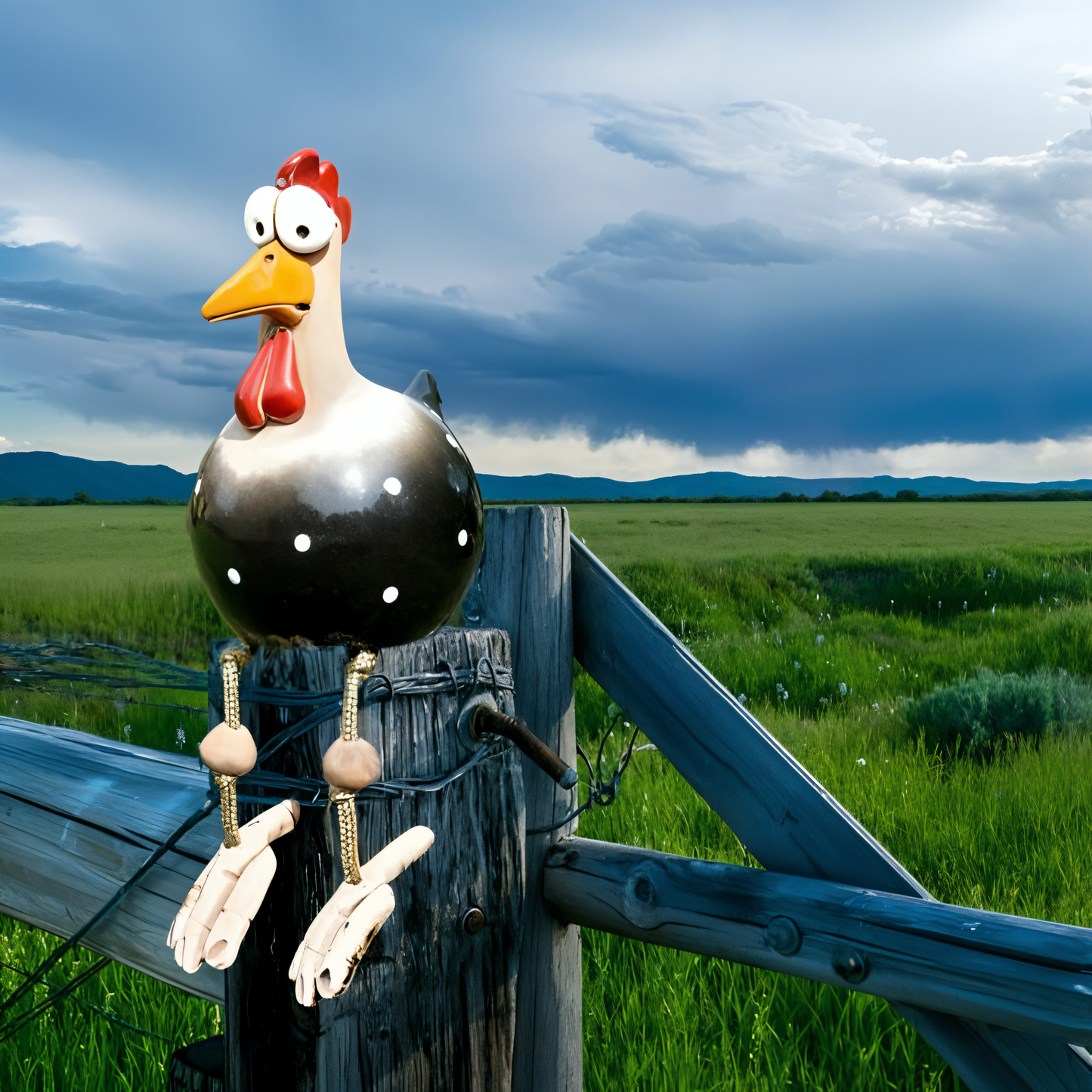 Norvo | Whimsy Big-Eyed Rooster Hage Statue – Værbestandig Harvester Ornament