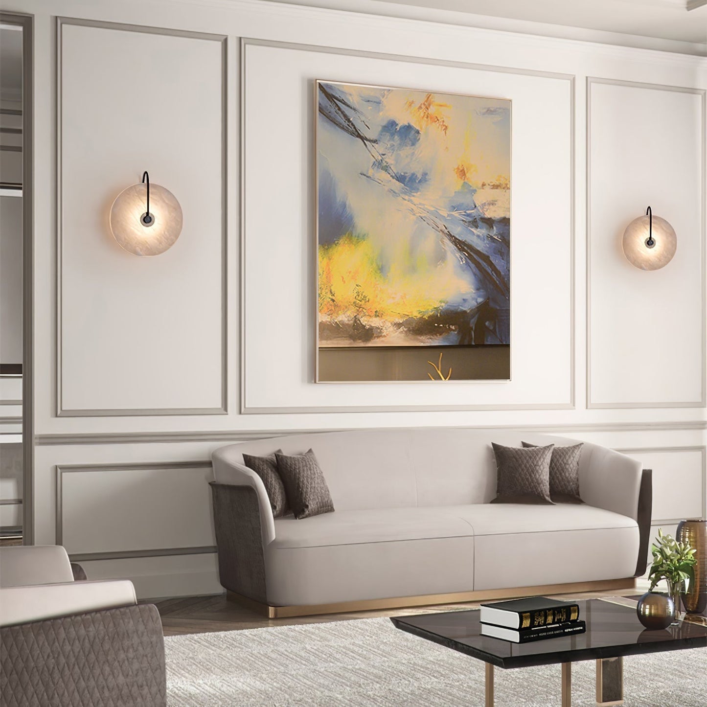 Norvo | Hvit Alabaster Vegglampe