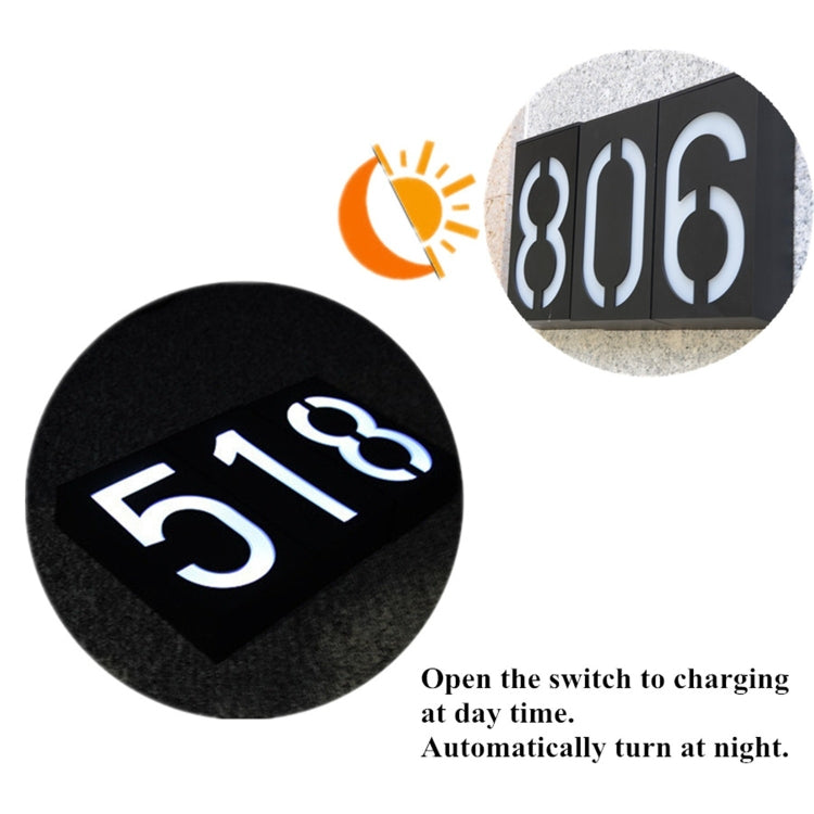 0.36W Solenergidrevet veggmontert 6 LEDs belysning dørskilt lampe husnummer porch lys med solcellepanel (3)