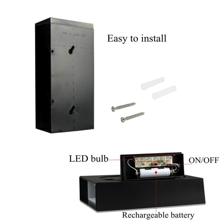 0.36W Solcelledet Veggmontert 6 LED Belysning Dørskilt Lampe Husnummer Plattform Lys med Solcellepanel(4)
