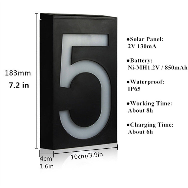 0.36W Solcelled Wall Mount 6 LEDs Belysning Dørskilt Lampe Husnummer Veranda Lys med Solpanel(8)