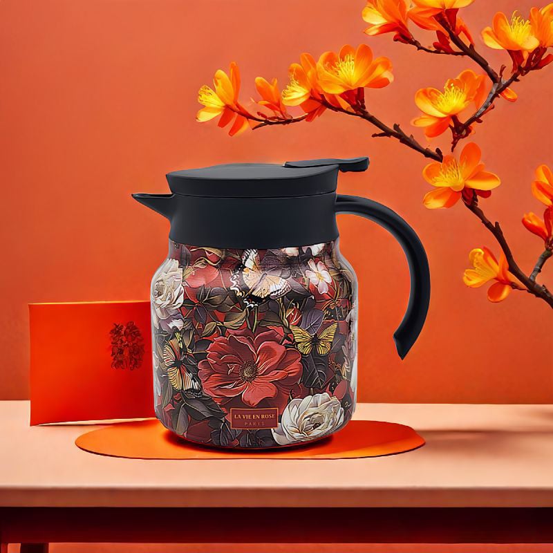Norvo | Vintage Floral Pattern Te-kanne – Innebygd infusor
