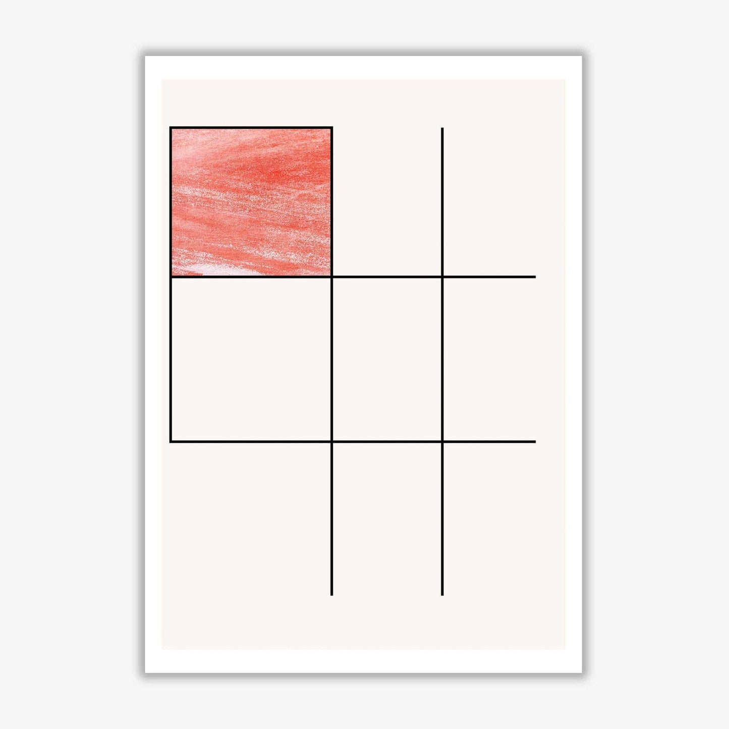 Norvo | Abstract Rød Fargeblyant Geo 1 Moderne Trykk