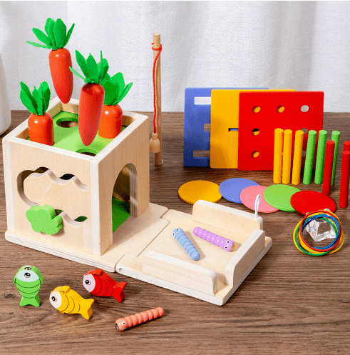 Norvo | ActivityCube – Montessori trelære leke med 8 aktiviteter for babyer fra 6 måneder