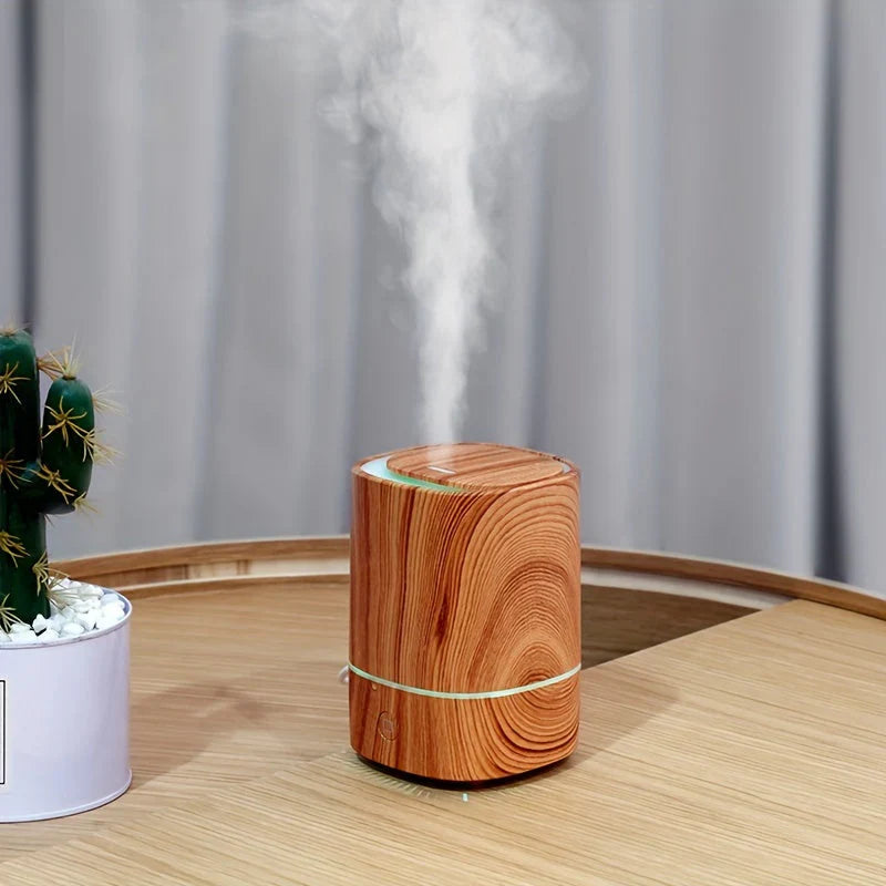 Norvo | Ultralyd Luftfukter med Trelook – Stille Aroma Diffuser med LED & Automatisk Avstenging