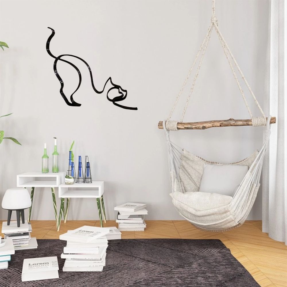 Norvo | Tier Kunst Jern Skulptur Retro Metall svarte linjer katt hund skrivebord ornament