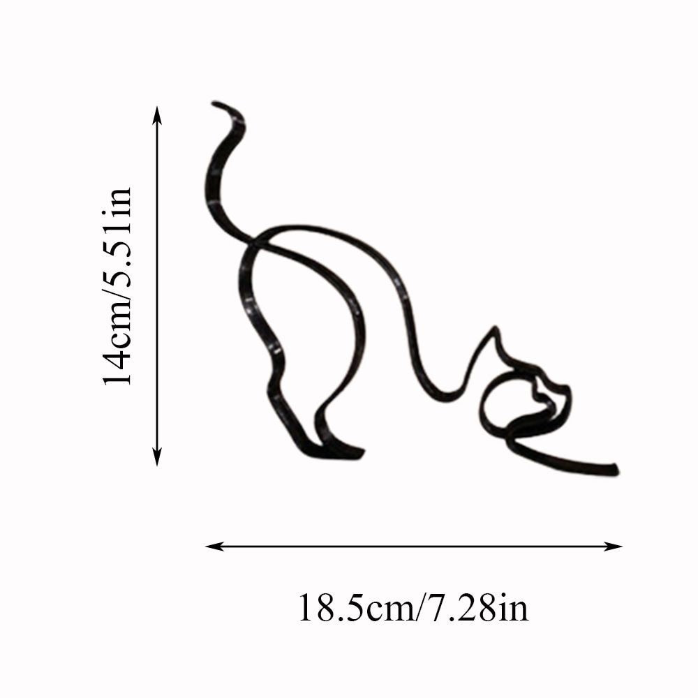 Norvo | Tier Kunst Jern Skulptur Retro Metall svarte linjer katt hund skrivebord ornament