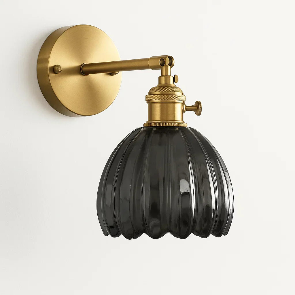 Norvo | Retro Vegglampe | Glass Tulipan Skjerm Vintage Vegglampe