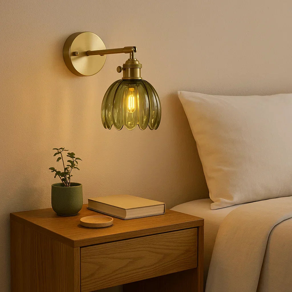 Norvo | Retro Vegglampe | Glass Tulipan Skjerm Vintage Vegglampe