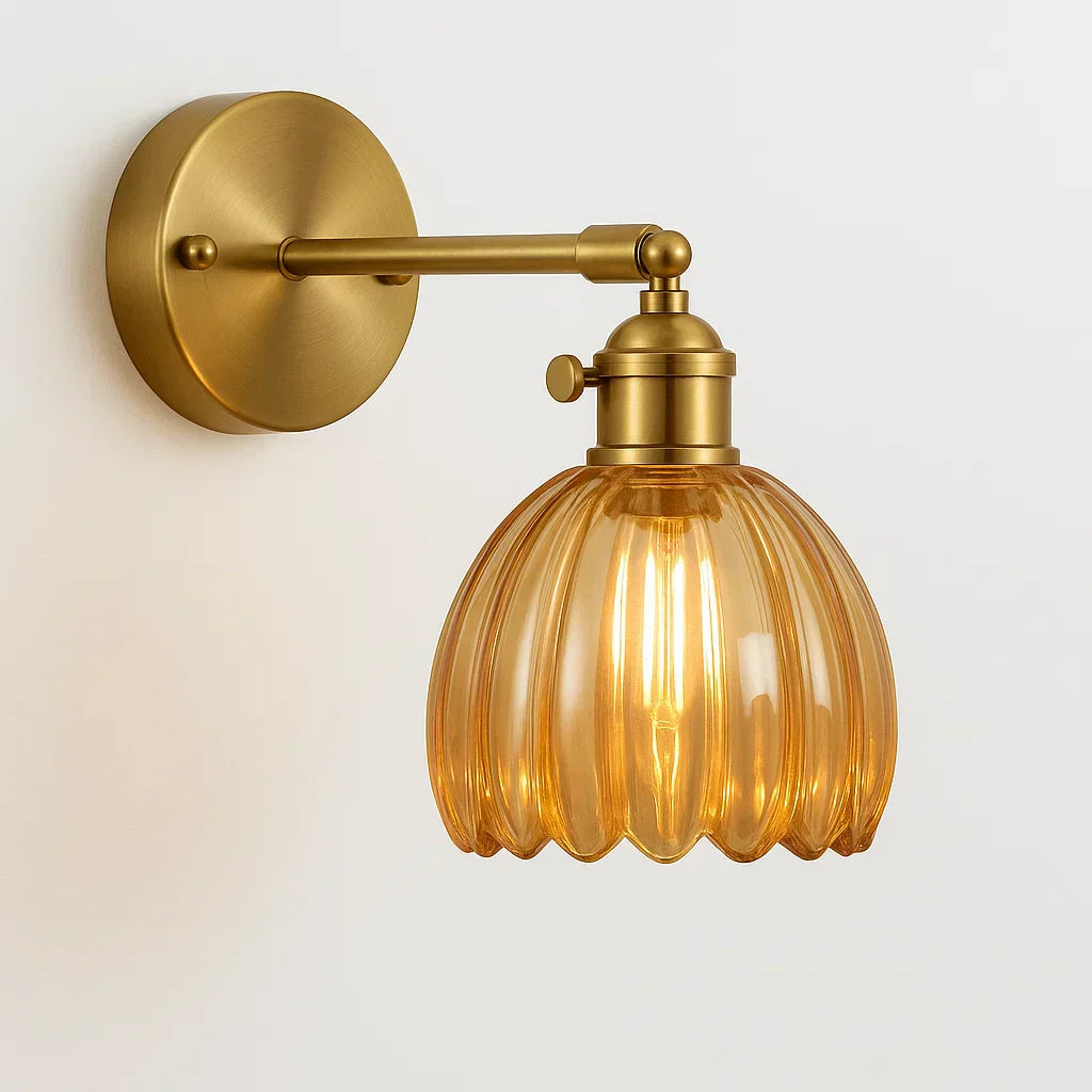 Norvo | Retro Vegglampe | Glass Tulipan Skjerm Vintage Vegglampe