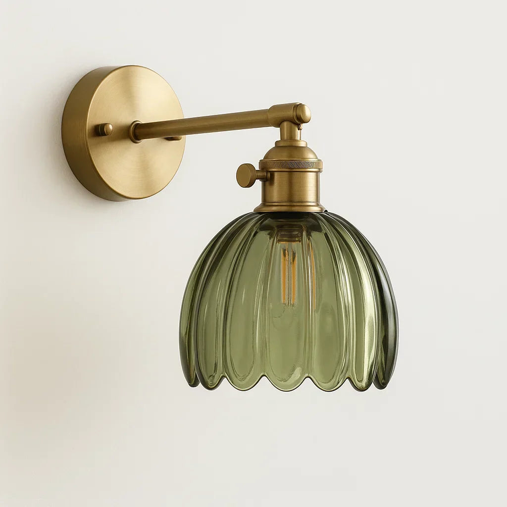 Norvo | Retro Vegglampe | Glass Tulipan Skjerm Vintage Vegglampe