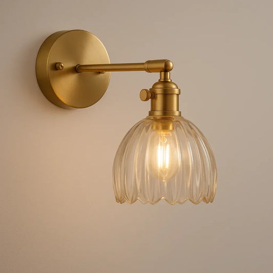 Norvo | Retro Vegglampe | Glass Tulipan Skjerm Vintage Vegglampe