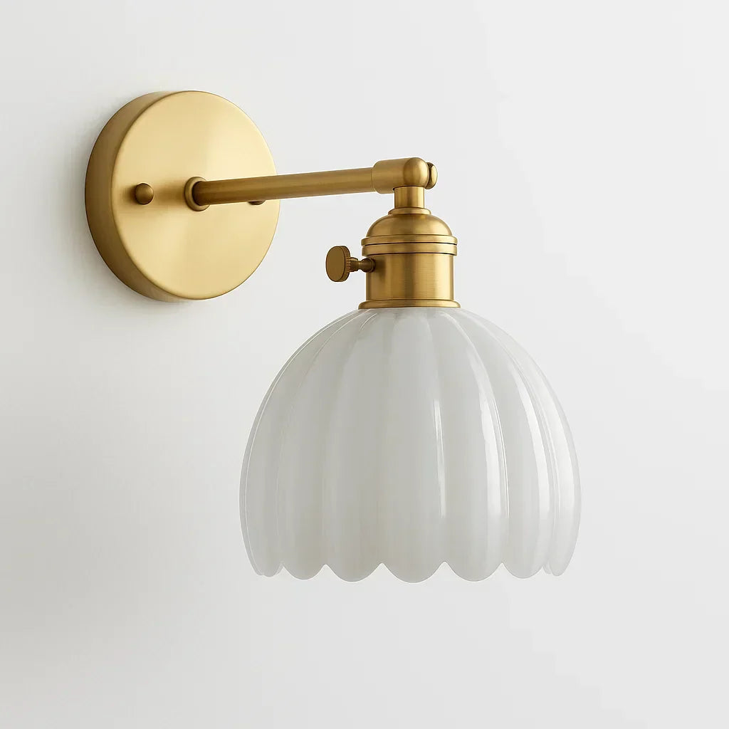 Norvo | Retro Vegglampe | Glass Tulipan Skjerm Vintage Vegglampe